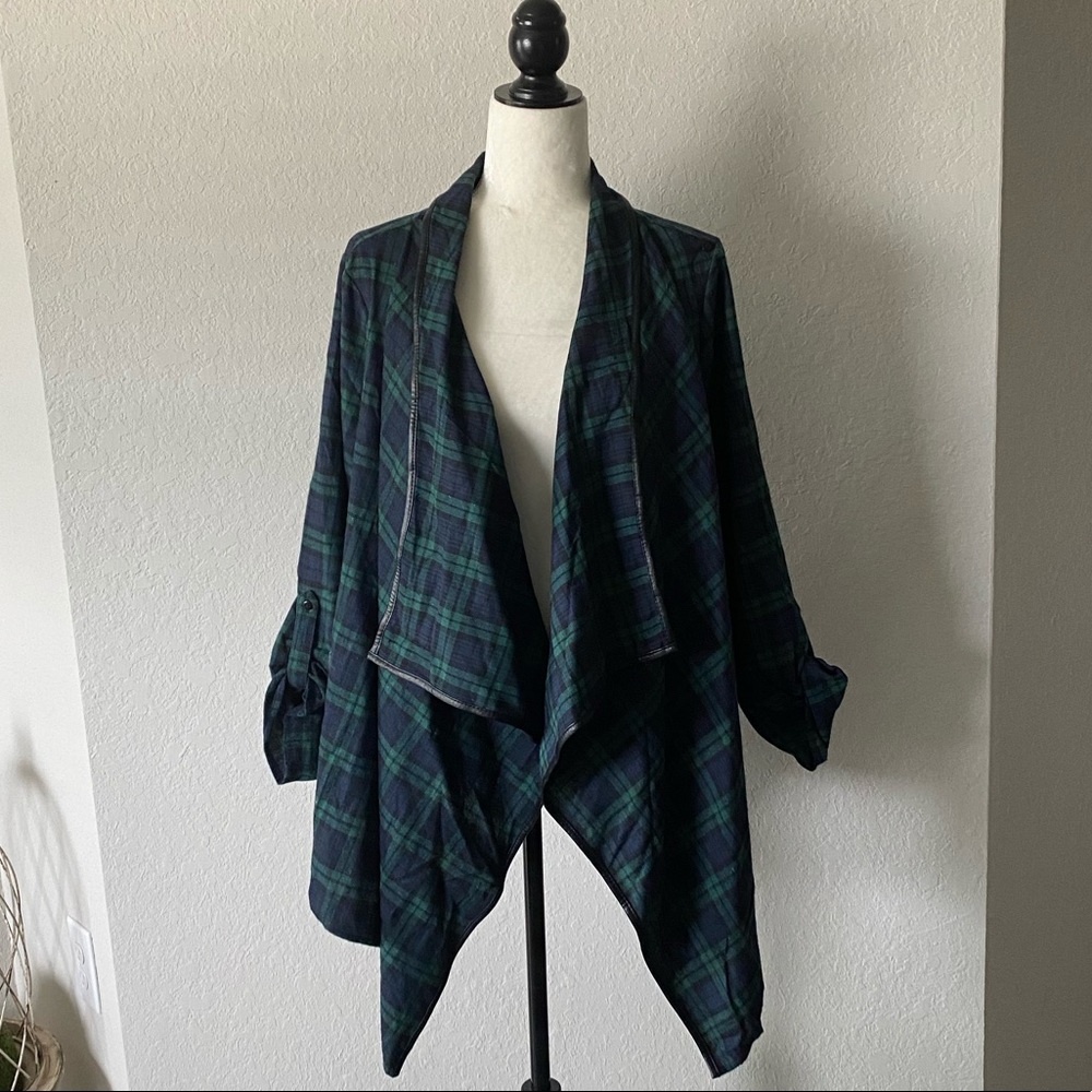 Rosette Flannel Open Front Cardigan NWT